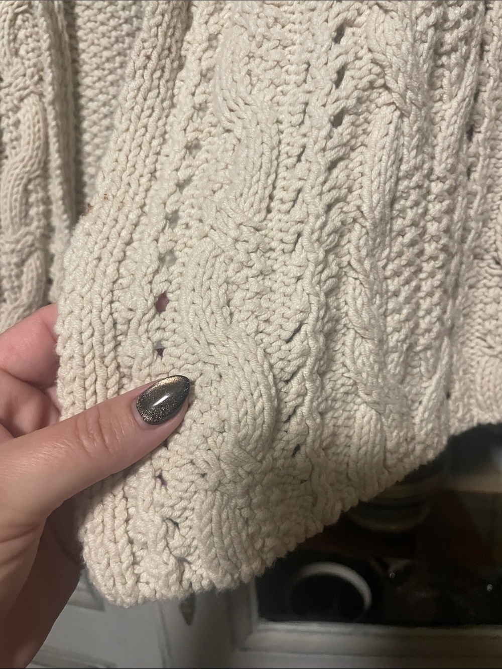 Universal Thread Cream Ruffle Cable-Knit Open Cardigan - Picture 2 of 5